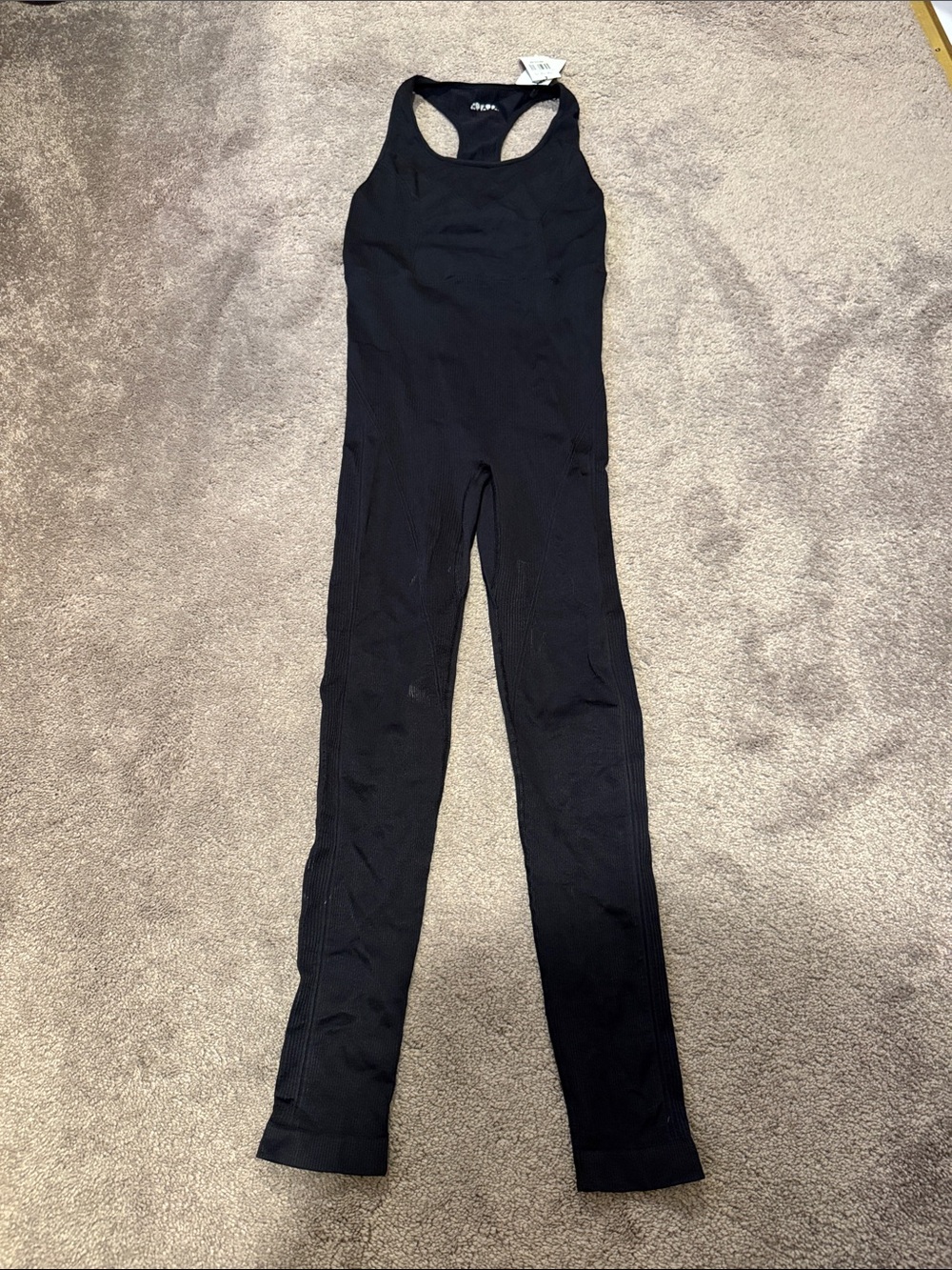 Alala Black Ribbed Racerback Full Length Activewear Jumpsuit Bodysuit NWT SIZE M